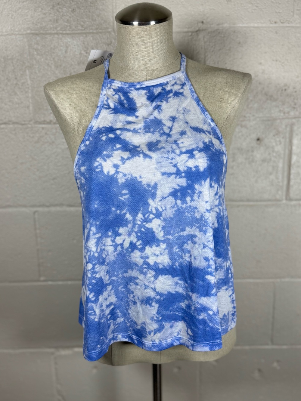 NWT Forever 21 Blue & White Tie Dye Split Back Tank Medium